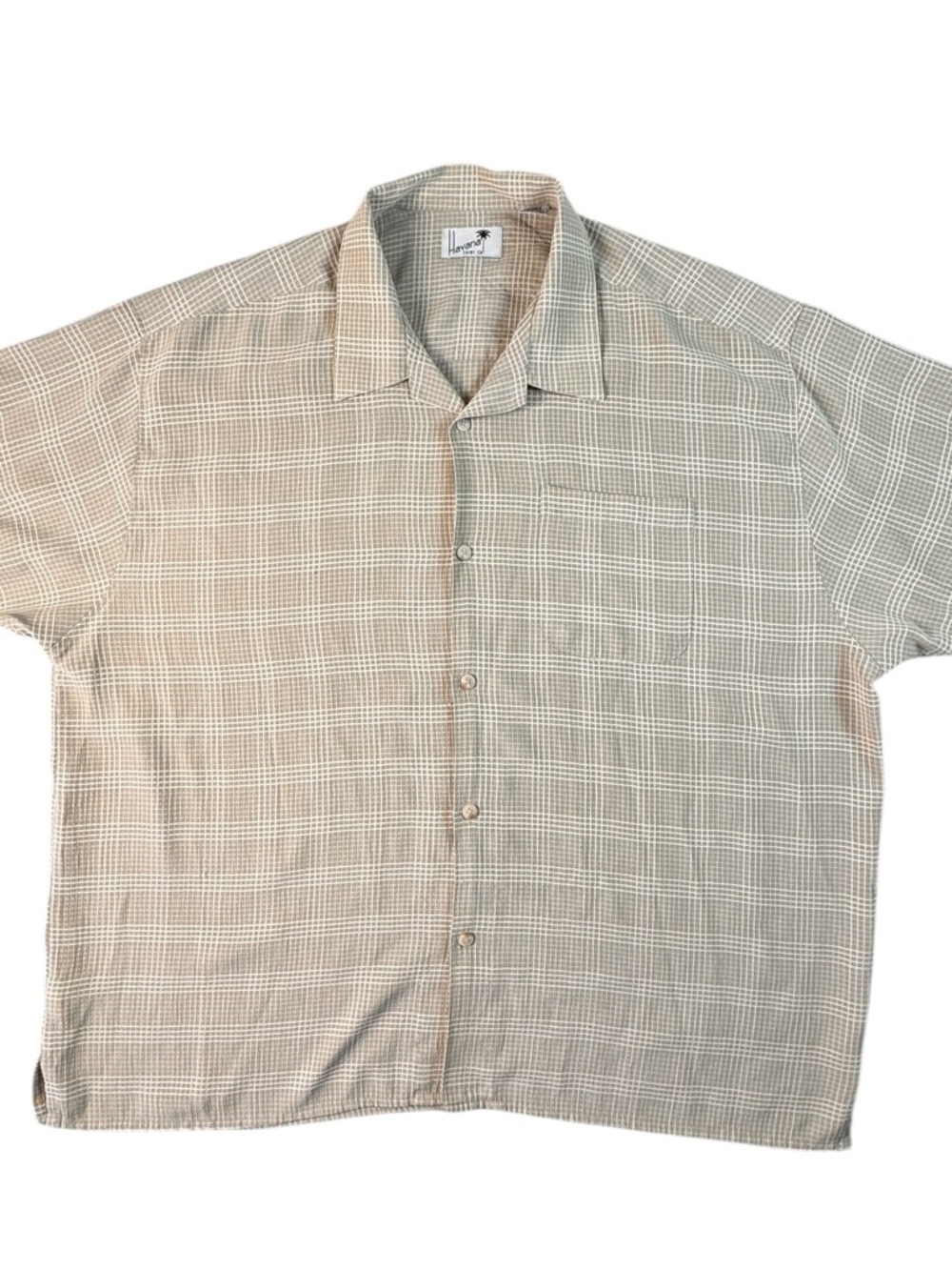 Havana Shirt Co Men’s XXL Short Sleeve Button Up Neutral Check Resort Shirt